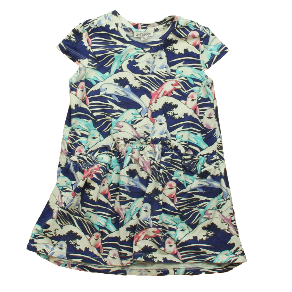 Art & Eden Girls Blue Dolphins Dress size: 2T